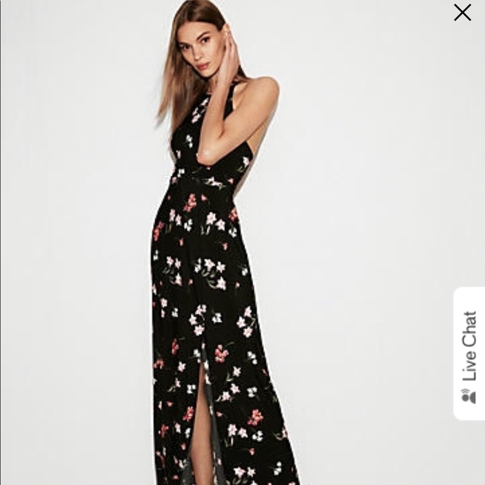 Floral high slit maxi dress